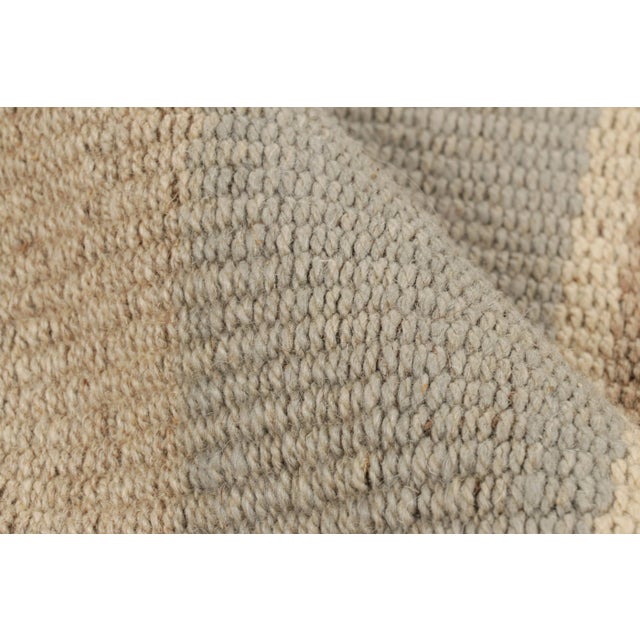 Textile Rug & Kilim’s Contemporary Kilim in Gray and Beige-Brown Textural Stripes For Sale - Image 7 of 8