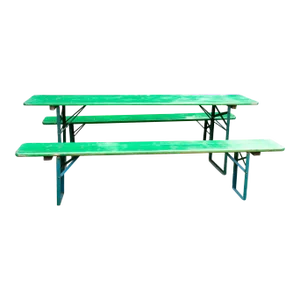 Green Painted Beer Garden Picnic Table and Benches - Set of 3
