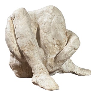 Vintage Abstract Expressionist Seated Figurative Plaster Sculpture For Sale