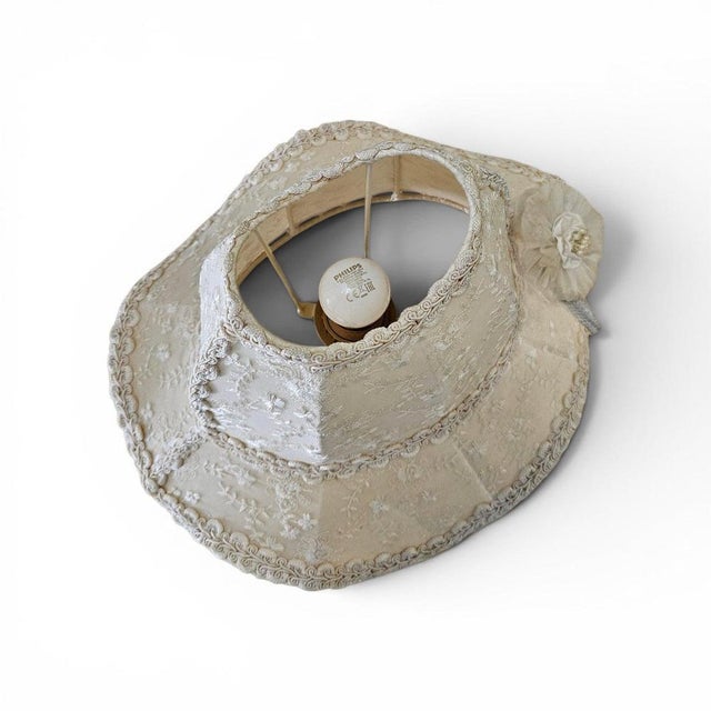 Textile Baroque Lamps with Hat-Shaped Lace Shades, Set of 2 For Sale - Image 7 of 12