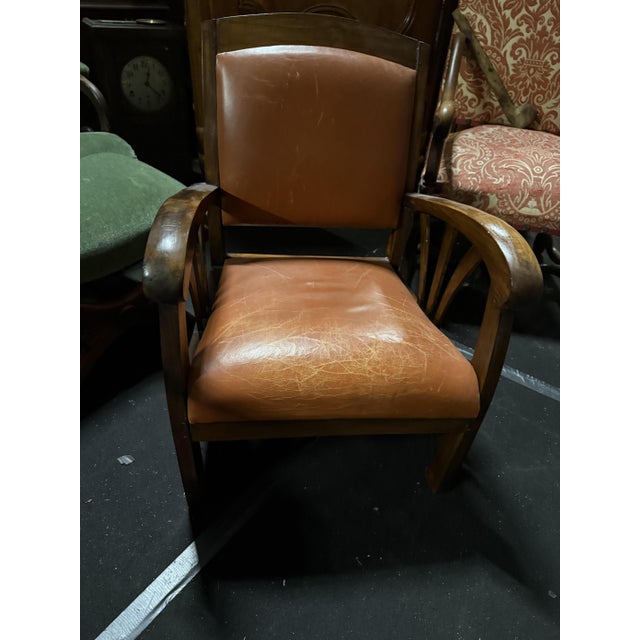 Vintage Bridge Chair in Leather, 1930s, in Very Good conditions. Designed 1920 to 1949