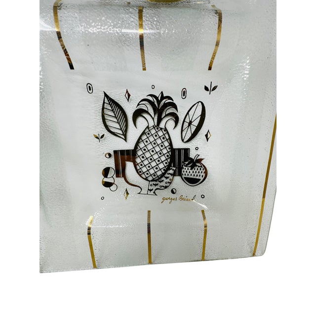 Oversized Signed Georges Briard "Ambrosia" 22k Gold & Glass 5-Section Serving Tray For Sale - Image 9 of 11