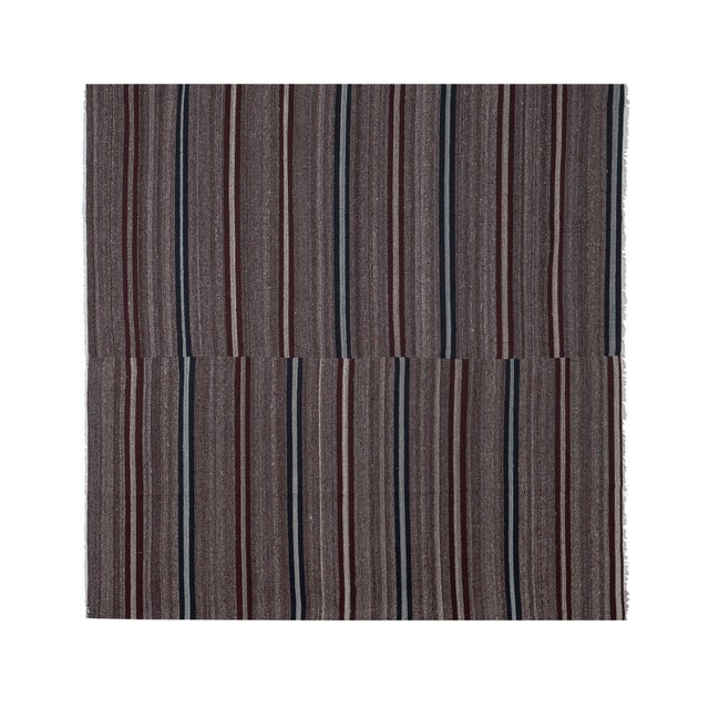 Striped Turkish Kilim Rug 9'4'' X 9'6'' 9'4'' x 9'6'' 113" x 115" / 286 x 293 Cm Hand woven with high quality pure wool...