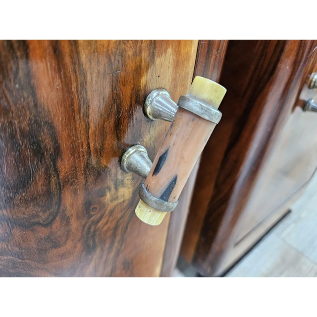 Art Deco Bedside Tables in Walnut Burl with Marble Tops, 1930, Set of 2 For Sale - Image 12 of 18