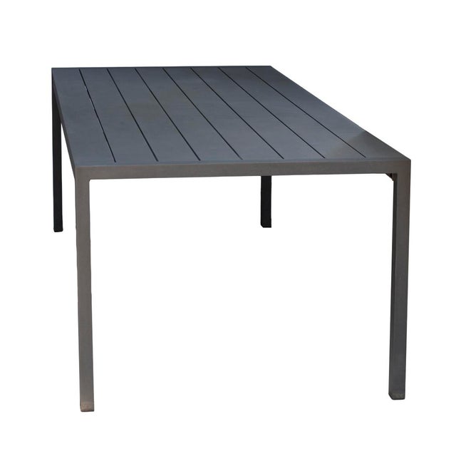 Modern Vintage Restoration Hardware Outdoor Aluminum Table For Sale - Image 3 of 10