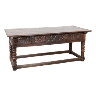 18th Century Spanish Console Table With Two Carved Drawers For Sale