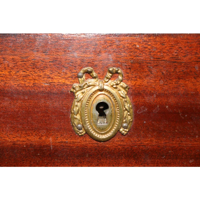 French Louis XVI Directoire Style Brass Mounted White Marble Top Commode For Sale - Image 10 of 12