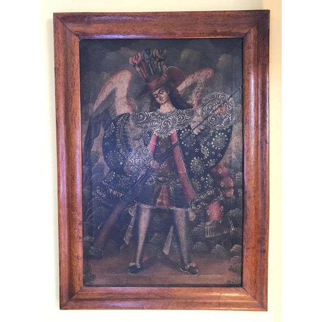 19th Century, Oil on Canvas, Two Winged Arc Angels, Set of 2 For Sale - Image 3 of 8
