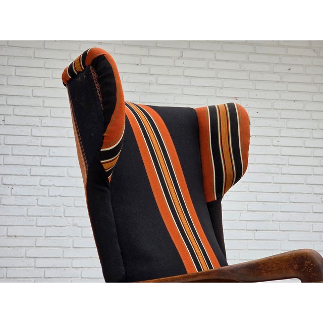 Danish Highback Armchair in Wool and Beech by Fritz Hansen, 1960s For Sale - Image 9 of 18