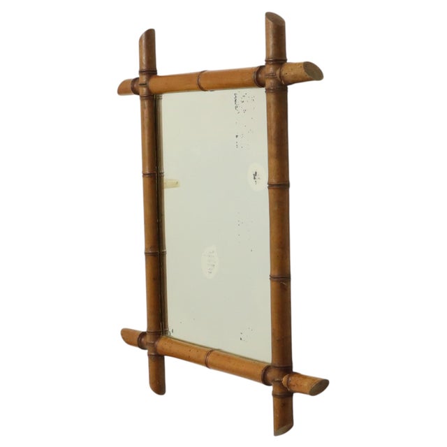 French Chinoiserie Faux Bamboo Mirror in Wood, 1920s For Sale - Image 13 of 18