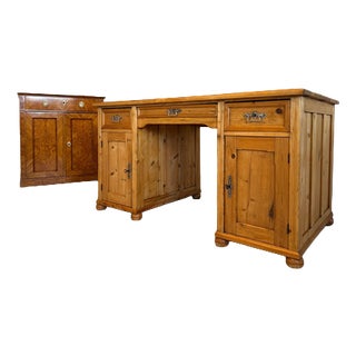 Art Nouveau Rustic Desk in Natural Wood, 1890s For Sale