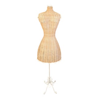 Vintage Wicker Mannequin on Wrought Iron Base, 1960s For Sale