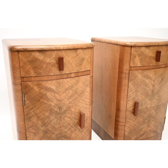 Art Deco Walnut Bedside Cabinets, 1930s, Set of 2 For Sale - Image 9 of 12