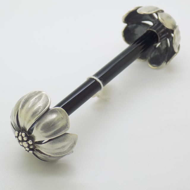 Metal Vintage Italian Sterling Silver 925 and Glass Spoon Rest with Daisies by Ottaviani, 1970s For Sale - Image 7 of 11
