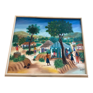 Late 20th Century Signed Haitian Folk Art Painting