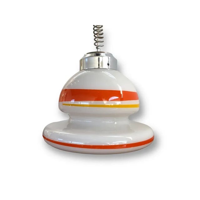 Orange Vintage Ceiling Light in Colored Glass and Steel, Italy, 1960s For Sale - Image 8 of 11
