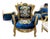 Blue Bergère Wing Chair – French Style Armchair With Gold Leaf Details For Sale