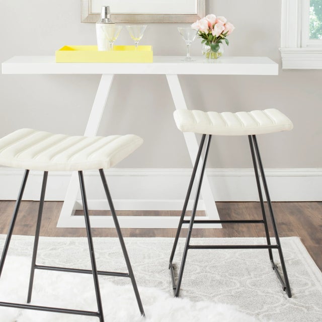 2020s A-Line Counter Stool, Cream & Black - a Pair For Sale - Image 5 of 6