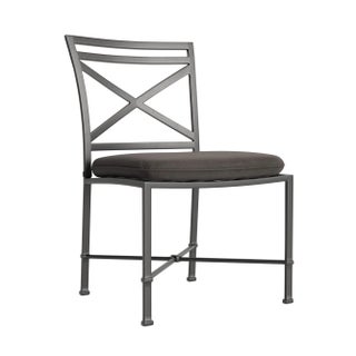 Brown Jordan Venetian Side Chair, Textured Pewter frame with Fusion Charcoal fabric For Sale