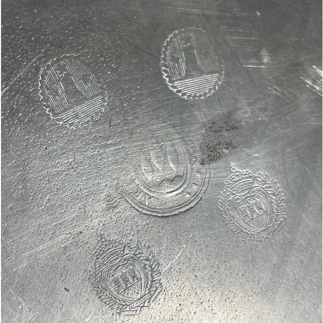 Rare Antique 18th Century 1700s Handmade European Pewter Fruit Bowl W/ Handles For Sale - Image 12 of 13