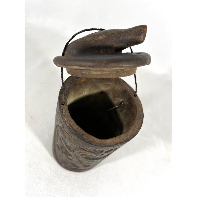 Brown Primitive Asian Tribal Carved Wood Antique Storage Box (Dayak - Borneo) For Sale - Image 8 of 9