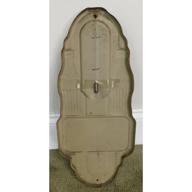 1940's Art Deco Vintage Coca Cola Embossed Tin Advertising Thermometer For Sale - Image 4 of 13