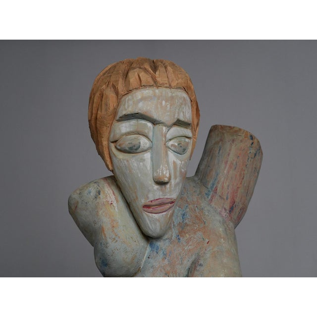 Wood Tom De Munk-Kerkmeer, Painted Wood Female Figure Sculpture, 1990s, Wood For Sale - Image 7 of 11