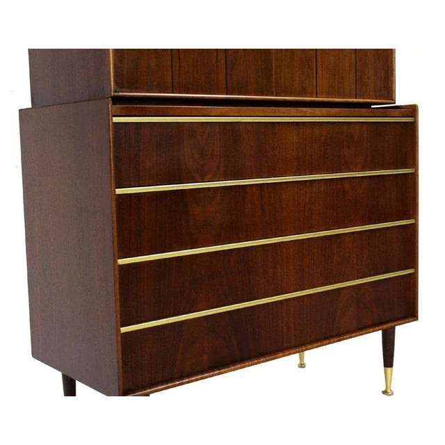 1950s Vintage Edmond Spence Walnut High Chest For Sale - Image 6 of 10