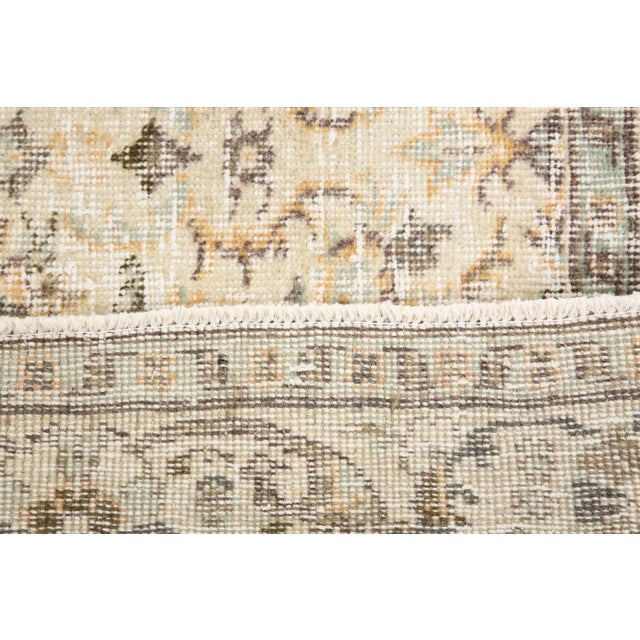 Vintage Floral Runner Rug in Beige and Brown For Sale - Image 13 of 16