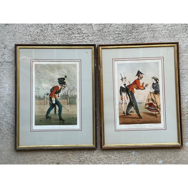Mid 20th Century Antique Framed Military Caricature Prints - Pair For Sale - Image 5 of 14