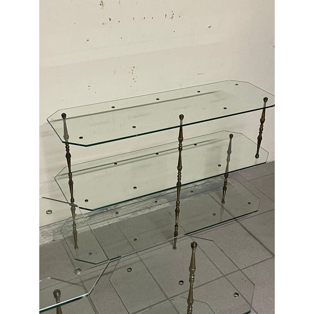 Gold Modular Glass and Brass Etageres, Italy, 1950s, Set of 3 For Sale - Image 8 of 18
