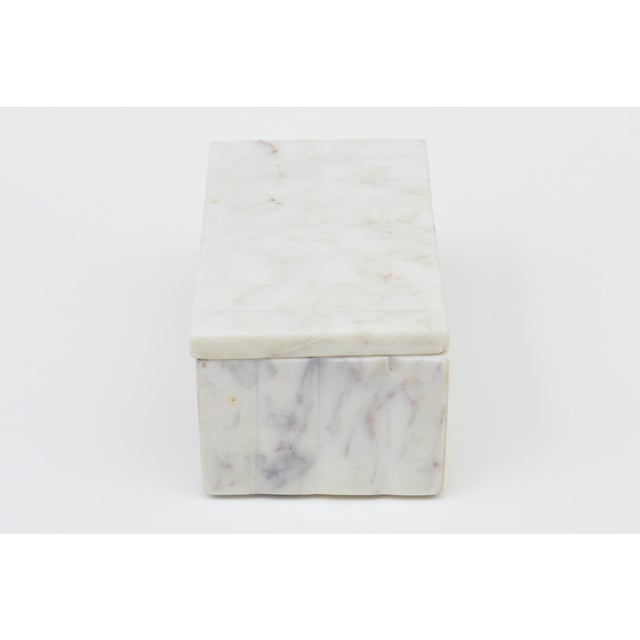 White and Gray Marble Box, 1990's For Sale - Image 4 of 12