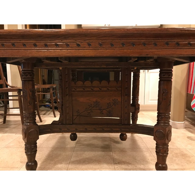 Antique Eastlake Victorian Solid Oak Extending Dining ...