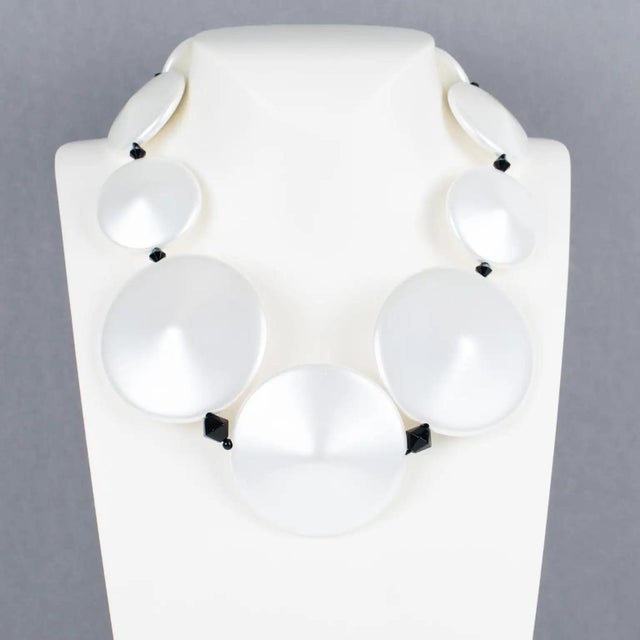 Contemporary Angela Caputi Pearlized White and Black Resin Necklace For Sale - Image 3 of 8