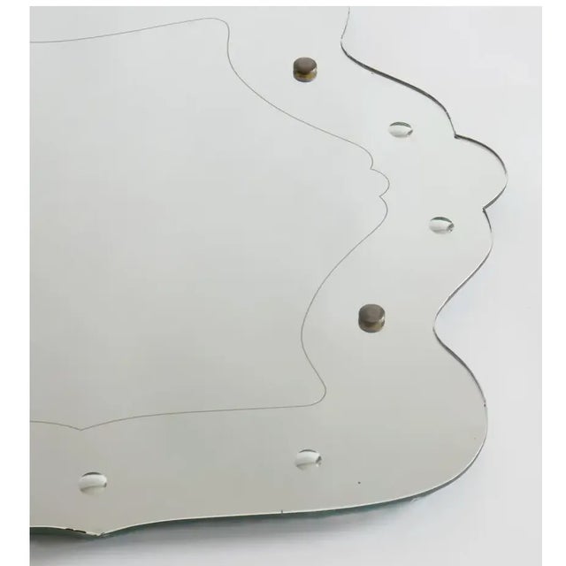 Mid-Century Modern Sinuous Etched Shield Shaped Italian Mirror For Sale - Image 3 of 5