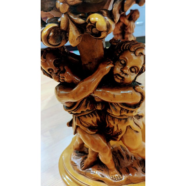 Antique Italian Baroque Style Coffee Table Hand Carved Whit Inlay For Sale In Los Angeles - Image 6 of 16
