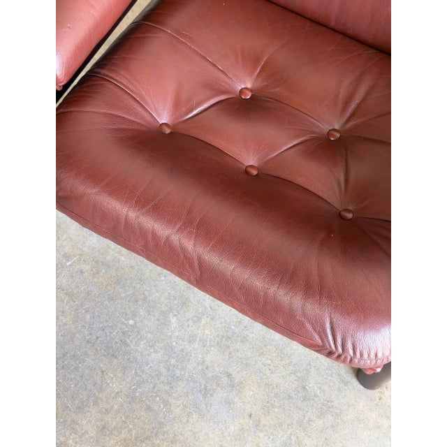 Vintage Danish Leather Lounge Chair Mid Century Modern Armchair For Sale In Los Angeles - Image 6 of 10