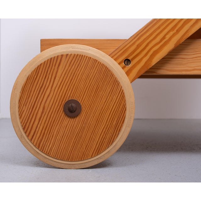 Serving Trolley in Pine with Wheels, 1970s For Sale - Image 8 of 11