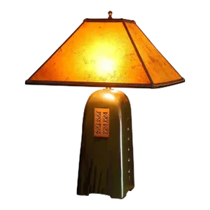 Handcrafted Onyx Glaze Lamp With Amber Mica Shade