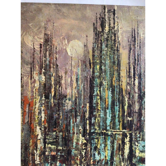 1950s Abstract Cityscape Oil Painting on Canvas Painting For Sale In New York - Image 6 of 7
