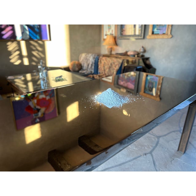 Brutalist Industrial Modern Dining Table, Solid Steel, Chrome Plated. For Sale - Image 9 of 18