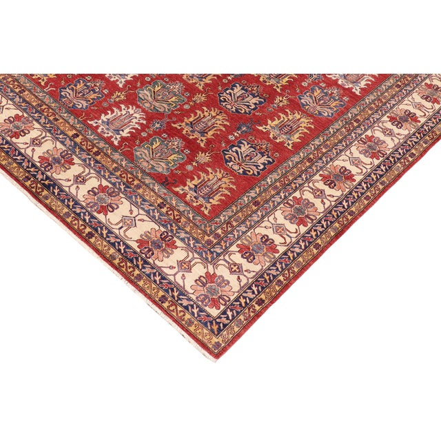 Boho Chic Super Kazak Red/Beige Wool Rug - 10'1'' X 14'0'' For Sale - Image 4 of 10