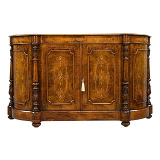 Victorian Burr Walnut Marquetry Credenza, 1860 For Sale