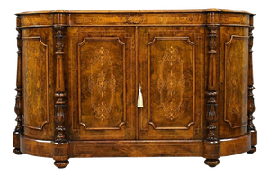 Victorian Burr Walnut Marquetry Credenza, 1860