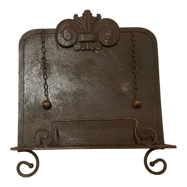 19th Century Ornate Cast Iron Cookbook or Music Stand With Chains & Page Holders For Sale