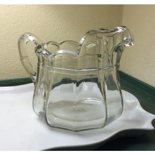 Vintage heavy fluted glass country pitcher. New England Glassworks.