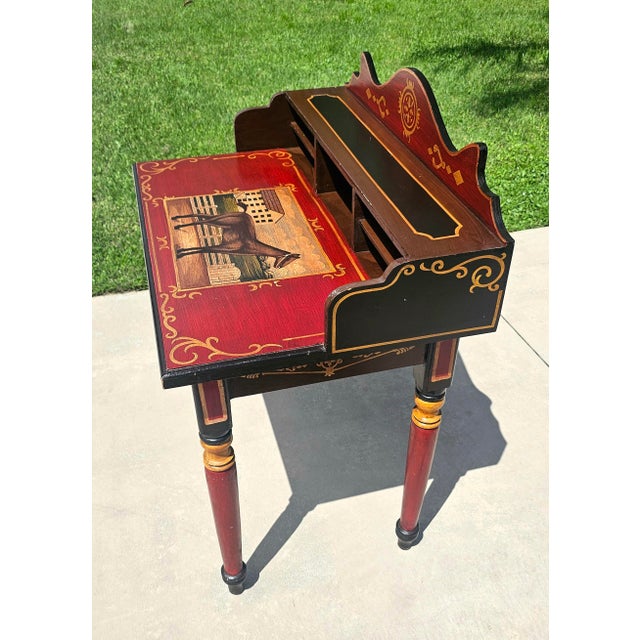 1960s Three Hands Corp. Hand-Painted Equestrian Folk Art Secretary Desk For Sale - Image 5 of 16