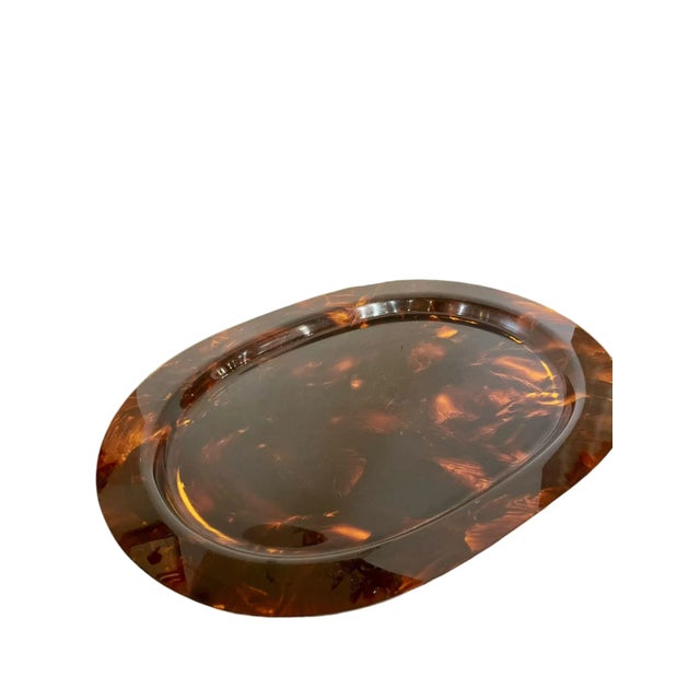 Vintage French Lucite Tortoise Style Cocktail Tray For Sale - Image 6 of 11