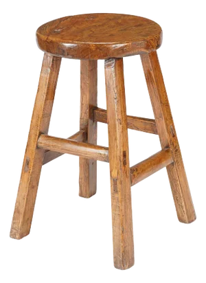 Chinese Elm Wood Circular Seat Stool, C. 1875-1900