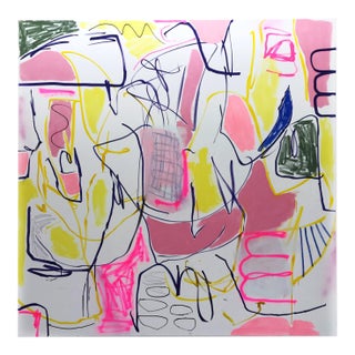 Contemporary Abstract Acrylics, Spray Paint, Marker and Oil on Canvas Painting "Living the High Life" by Manuela Karin Knaut For Sale